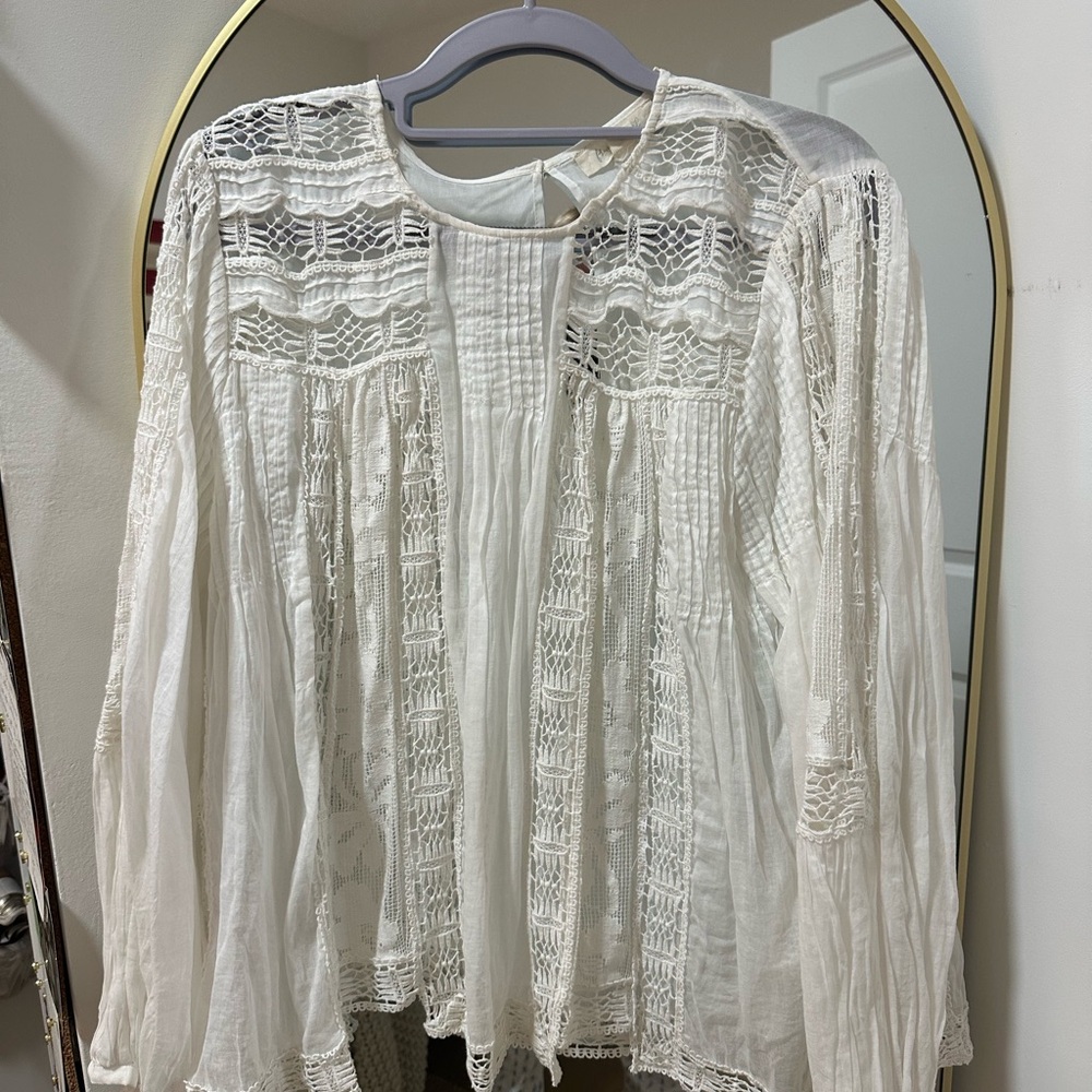 Free People White Lace Blouse